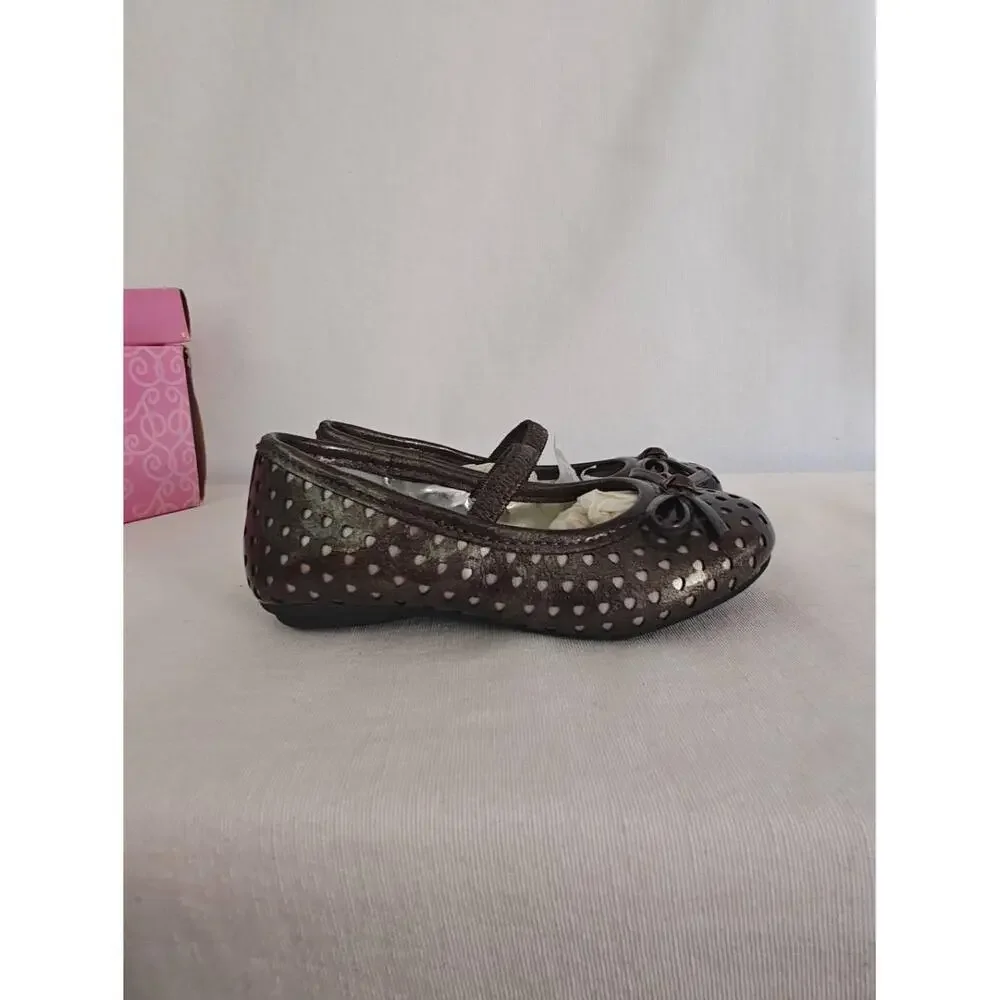 Jessica Simpson Shoes Gulianna Ballet Flats Pewter Gray Pink Hearts Metallic 6.5